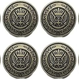Ani Accessories 3D Crown Metal Shank Button Square Shape for Coat Blazer Suit, Sherwani, and Bandhgala Indian Dresses Sports Coat Uniform Jacket (Pack of 8 Small, Antique Golden)-image-85