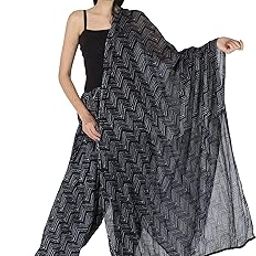 Women's Cotton Printed Patiala Salwar with Dupatta | Zigzag Pattern Patiala Pajama/Pants for Women's & Girl's | Readymade Salwar & Dupatta Sets (Free Size) - Black-12