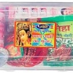 Shri Shyama 16 Items for hartalika teej shringar with Long MATA ki chunri I Deviji Shringar Puja Kit Cotton (16 Pieces, Red) Polyresin (16 Pieces, Red)-image-74