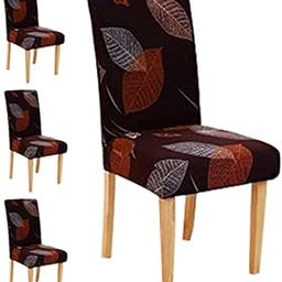 Elastic Chair Cover Stretch Removable Washable Short Dining Chair Cover Protector Seat Slipcover (4 Chair Cover, SLMC-142 Maroon Leaf)-image-32
