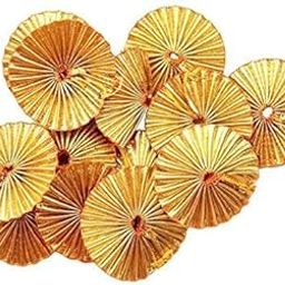 AOne Online 4CM Gota Patti Flowers Appliques Patches for Embroidery Decoration and Craft Making (Gold Color,100 Pieces)-image-75