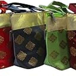 Ethnic Traditional Brocade Purse for Ladies, Shagun Potli Pouch, Potli Bags For Return Gifts for Women Mehndi Haldi Wedding Engagement Pooja Party Favor Bags-image-43