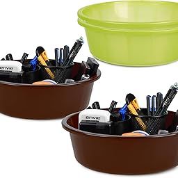 Homestic Pack of 4 Desk Organizer | Stationery Organizer | Multipurpose Storage Organizer | Office Supplies for Pen-Pencil-Staplers | Desktop Organizer | 6 LTR | Green & Brown-image-64