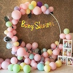 Party Propz Baby Shower Decoration Set - 47 Pcs Combo With Mom To Be Items, Balloons, Banner (Cardstock, Pastel) (Multicolour)-0