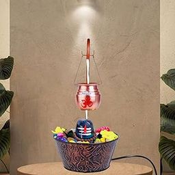 SIGNAMIO Iron Essence Of Shiva Waterfall Fountain, Aromatic Fountain, Lord Shiva Idol Shivling Incense Holder, Home Decor, Temple, Office - 17X9 Inch-image-49