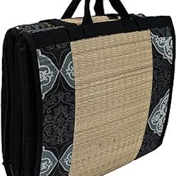 CRAFT OF INDIA Foldable korai Grass Mat 6X6.5ft with 24MM Soft Foam Product Classic Hand Made Fabric Black Cotton Rajwada.-image-23