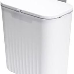 LOOKMINT Hanging Trash Can,Wall Mounted Kitchen Portable Waste Bin Garbage Bin Pp Household Hanging Storage Trash Can With Lid For Cabinets 9L Indoor Compost Bucket Dustbin, Waste Basket (WHITE)-image-87