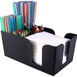 Andrew James Plastic Bar Caddy Organizer & Straw Holder with 6 Compartments, Black | Commercial for Industrial Use-image-12