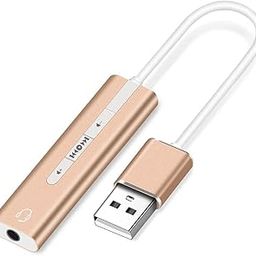 BUYFLUX USB Aluminum Alloy Cable Single Hole Sound Card 7.1 CH with Switch Microphone Headphone Adapter 2 in 1 USB External Sound Card for PC Laptop-24