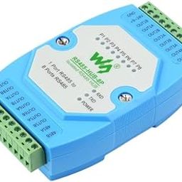 Waveshare Industrial Isolated 8-ch RS485 Hub, Extend 8-ch RS485 Slave Ports via 1-ch RS485 Master Port,with Isolation and Relay,Support Rail-Mount, 300~460800bps (Self-Adaptive) Baud Rate, DC 9~24V-13