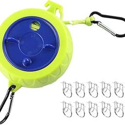 ATORSE Camping Clothesline Retractable Washing Line for Bathroom Hiking Backpacking 10 Hooks Green-image-70