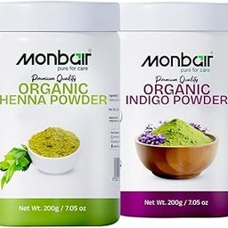 MONBAIR Indigo Powder and Henna Powder Combo 100% Natural Chemical free for Black Hair Color (pack of 2) 200gm-picture-18