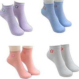Teddy Bear Ankle Socks for Women Made With Premium Cotton, Stylish Striped Design with Extra Softness, Anti Odour & Anti Bacterial Multicolor-image-84