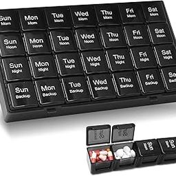 HANNEA® Weekly Pill Organizer Medicine Box, 4 Times a Day Pill Box, 28 Cell Daily Pill Case Medication Reminder Portable Travel Pill Container for Vitamins Compartments Supplements-picture-12