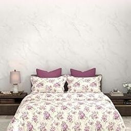 Bombay Dyeing Florentine 144 TC 100% Cotton Purple & Peach Double Size Bedsheet with 2 Pillow Covers-image-2