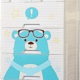 TOYPENTER 5 Layers High Density Plastic Storage Cabinate With Wheels I Collapsible Kids Clothing Wardrobe | Portable Waterproof Multipurpose Storage/Adjustable 6 Drawers Almirah for Babies (Home Bear)-image-59