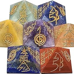 Aldomin 7 Chakra Pyramid Set with Engraved Reiki Symbols - Healing Crystals for Balance, Protection & Positive Energy-image-20