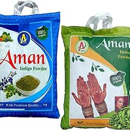AMAN HERBALS Organic 100% Pure and Natural Dye for Black Hair (Henna Leaves powder, Indigo leaves powder combo pack) (Black Hair, 1k (Pack of 2))-48
