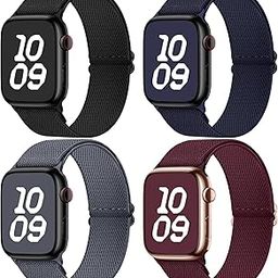 Fullmosa 4 Pack Nylon Strap Compatible with Apple Watch Band 42mm 41mm 40mm 38mm 49mm 46mm 45mm 44mm, Water-Resistant Durable Stretch Bands for iWatch Series 10 9 8 7 6 5 4 3 2 1 Ultra SE-image-38
