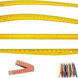 NVR Tailoring wooden Scales (4-shape) Combo, Hip Curve, Leg Curve, Straight, Arm curve, Chalk, Measuring Tape and 10 piece of chalk-image-84