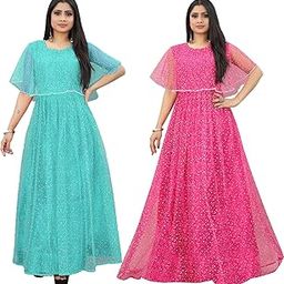Women's Fit and Flare Maxi Net and Silk Semi-Stitched Gown-picture-22