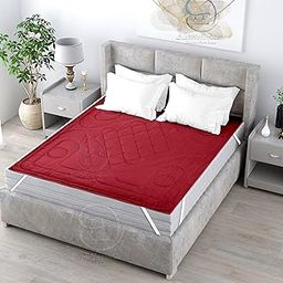 LushHavenDecor Polyester Microfiber 250 GSM Waterproof and Dust Proof Double Bed King Size Quilted Mattress Protector with Elastic Bands (72X78-inch, Maroon)-picture-16