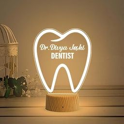 Gift Me Bazar Personalized Dentist Night Light | Custom LED Tooth Lamp | Gift for Dentist | Unique Room Decor, Nightlight for Dental Clinic | Thankyou Gift for Doctor (Warm White Light)-image-42