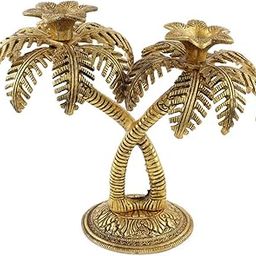 KridayKraft Metal Gold Plated (Palm) Khajur Candle Holder for Home Hotal Decor Candle Stand Tree Statue for Candle Light Dinner & Dining Table Decorative Showpiece for Decoration & Gift Purpose...-image-13