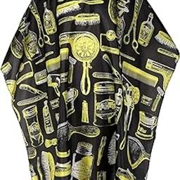 Saloon Accessories Printed Waterproof Salon Barber Apron Sheet with Snap Closure for Hair Cutting, Hairdressing/Styling (46.8”x56”, Black)-image-73