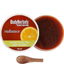 BodyHerbals Radiance Body Polisher Scrub (200 gms ) For Tan Removal & Instant Glow | Enriched With Natural Orange & Honey | 100% Vegan & Paraben Free | For Men & Women | All Skin Types-10