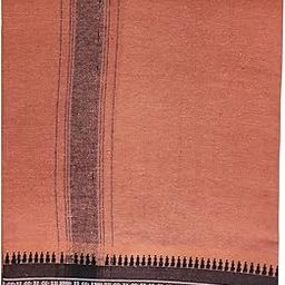 Mens Cotton Handloom Dhoti Handloom Style Stripes With Stitched Edges Kavi Mundu-44
