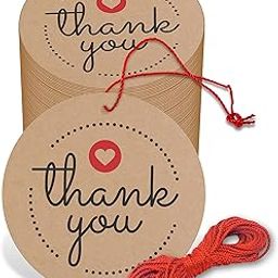 Flybuy Hub Thank You Cards Gift Tags Kraft Paper Hang Tags Wedding Party Favor, Birthday Party, Handmade Tag, Eco-Friendly, Brown Tags with Thread Pack of 50 (Design 5)-image-86