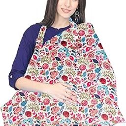 POLKA TOTS 100% Cotton Washable Nursing Breastfeeding Multipurpose Maternity Apron Cover & Scarf for Mothers with Carry Pouch (Pink)-image-58