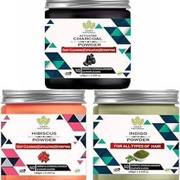 Haria Naturals Charcoal Powder 100gm & Hibiscus Powder 100gm & Indigo Powder 100gm (Pack Of 3) 300GM-image-46