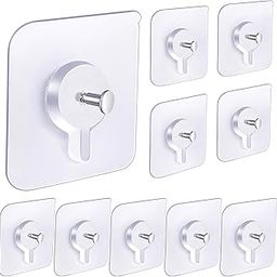 Adhesive Hooks for Wall, Wall Hangers Without Nails for Photos Frames, Utility Waterproof and Oil Resistant Hooks for Decorations and Bathroom Kitchen Racks, Wall Hangers for Room, Home Decor -10 Pack-10