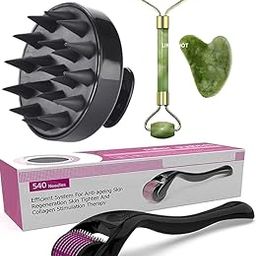 GROFL Facial Massager Jade Roller & Gua Sha Tool, Hair Growth Roller with Ice Face Roller, Silicone Facial Cube, Set of 4-19