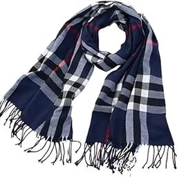 France Mens & Women's checkered Casual Soft and Warm Woolen Muffler for winter blue big size-image-82