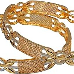 Gold-Color Elegant Mesh Link Bangles Set, Traditional Weave Pattern, 2 Pieces, Metal-picture-28
