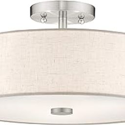Brushed Nickel: Livex Lighting 52135-91 Meridian 3 Light Ceiling Mount, Brushed Nickel-image-48