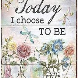 Today I Choose to Be Happy Flower and Dragonfly Garden Metal Tin Sign-image-28