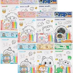 Birthday Popper Foldable Cartoon-Themed Coloring Sheets for Kids Set of 12 as Birthday Return Gift – Double-Sided Designs with 5 Sketch Pens – Creative Art Activity Set for Children-5