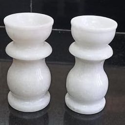 Jaipur Art Exports White Marble Candle Pillar | Holders |Stand for Home | Office | Restaurant | Dinner Romantic Date| Table Decorative Stone Made (White, 2 Piece, 4 inch)-image-36