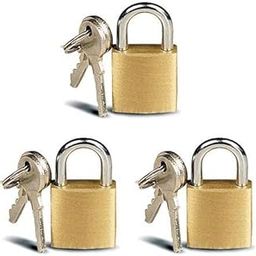 Hookcart 3PC Small Padlocks with 2 Keys Each for Luggage, Suitcase, Baggage Lock, Travelling Locks, Gold-9