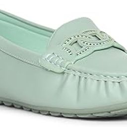 Bata Women's Loafers – Stylish & Comfortable Slip-On Flats for Everyday Casual and Office Wear Green-image-2