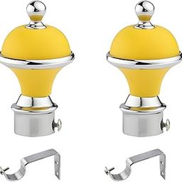 ZedZero ABS & Stainless Steel Curtain Bracket Parda Holder with Heavy Support 1 Inch Rod Pocket Finials Designer Home Decor Door & Window Rod Support Fittings, Curtain Knobs (1 Pair)-image-54