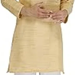 aaryavar Men's Khadie Cotton - Kurta Pyjama Set (Light Yellow, M)-picture-1