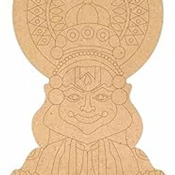 BA BHANDERI ART Pre Marked MDF Cutout 8inch for Clay Art Kathakali Idol Pre-Marked Cutout Wooden MDF Shapes 1Pcs-31