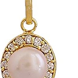 And Jewellery Designer Rhodium Gold Plated Brass White Moti Pearl Gemstone Pendant for Women-image-65