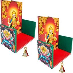 Vilakku Madam | Traditional Diya Stand 2 Piece | Lord Lakshmi Wall Mount Diya Stand with Brass Bell | Vilakku Madam for Puja | Mada Vilakku | mada vilakku | Entrance Diya | vilakku Madam for Home-image-0