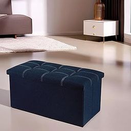 Larihk Retail Ottoman Storage Ottoman Footrest Stool Small Ottoman with Storage Foldable Ottoman Foot Rest Footstool Bench for Living Room (Blue, 76X38X38 CM)-image-22